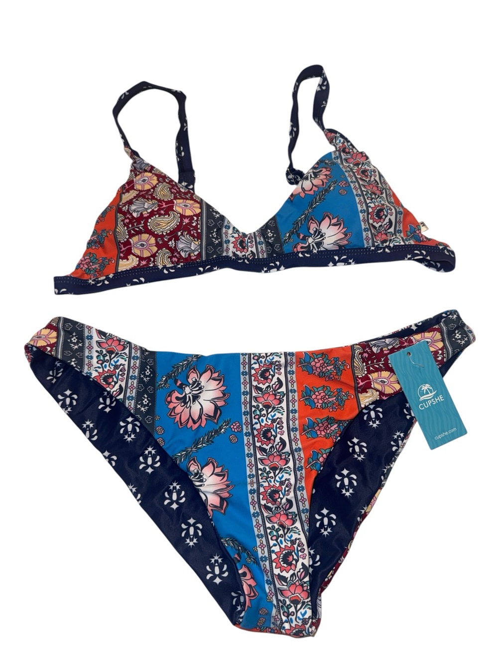Cupshe Navy & Bright Blue Floral Patchwork Bikini